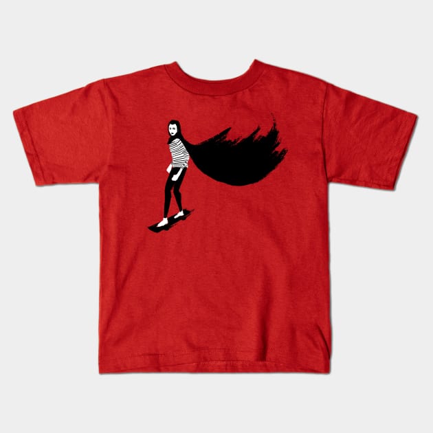 A girl walks home alone at night Kids T-Shirt by ruhefuchs